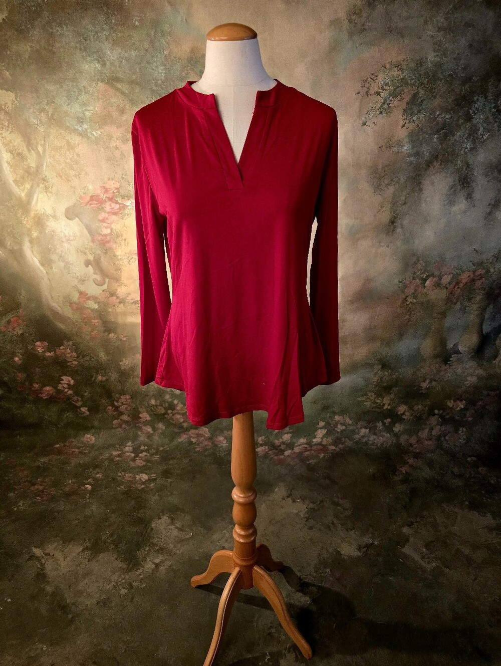 A Walk In The Park Tango Red Solid Silky Tunic S